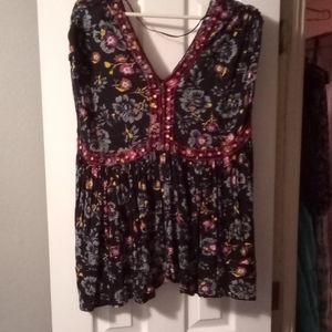 Free People boho black with floral print size m
